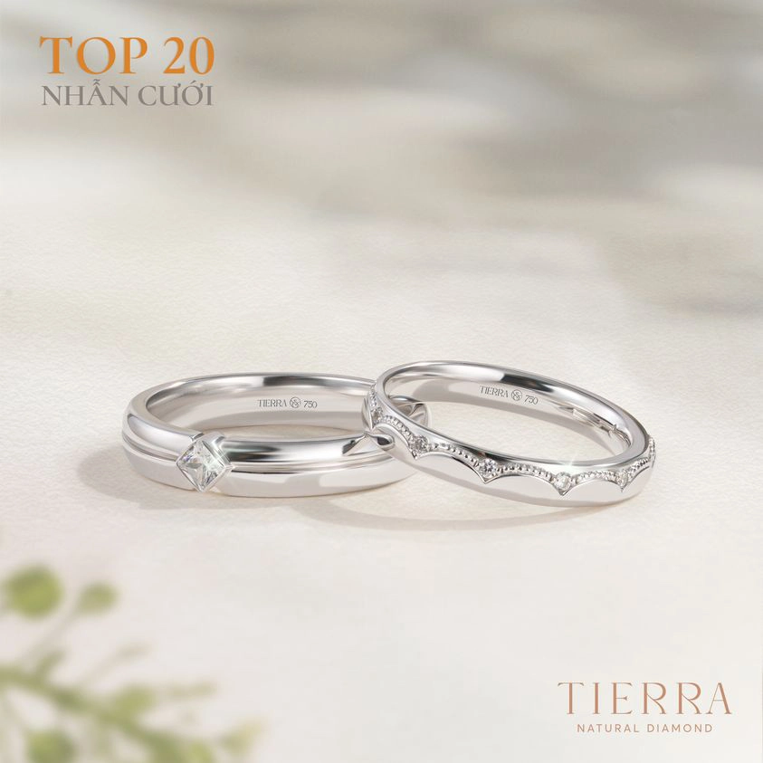 Cặp nhẫn cưới hiện đại NCC2062 dành cho cặp đôi thanh lịch